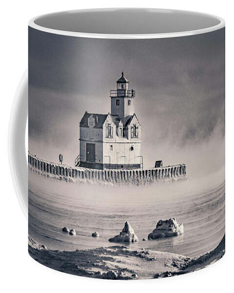 Lighthouse Coffee Mug featuring the photograph The Coldest Lonely by Bill Pevlor