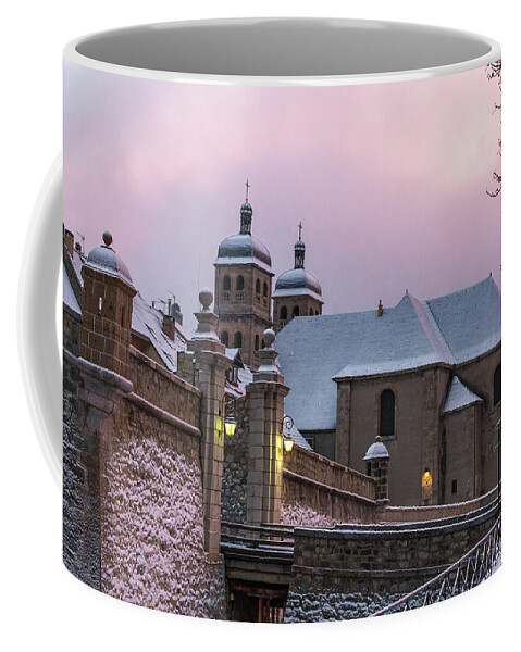Winter Coffee Mug featuring the photograph The Collegiate Church of Briancon - 1 - French Alps by Paul MAURICE