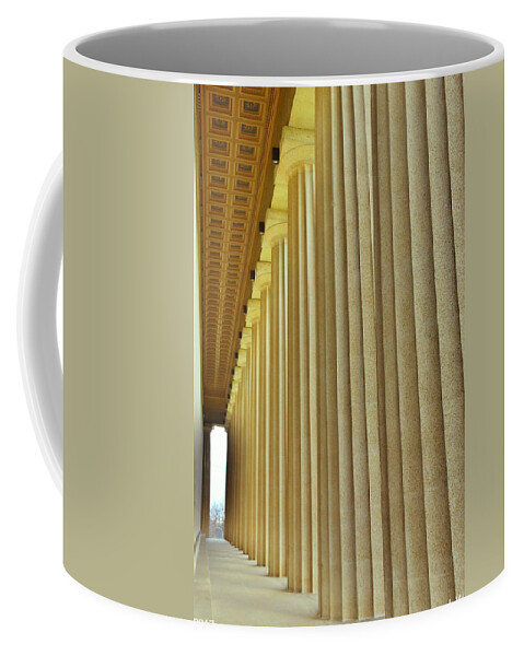 The Columns At The Parthenon In Nashville Tennessee Coffee Mug featuring the photograph The Columns At The Parthenon In Nashville Tennessee by Lisa Wooten