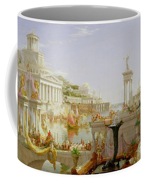 Civilisation; Ideal; Classical; Monument; Architecture; Column; Fountain; Hudson River School; The Course Of Empire: The Consummation Of The Empire Coffee Mug featuring the painting The Course of Empire - The Consummation of the Empire by Thomas Cole