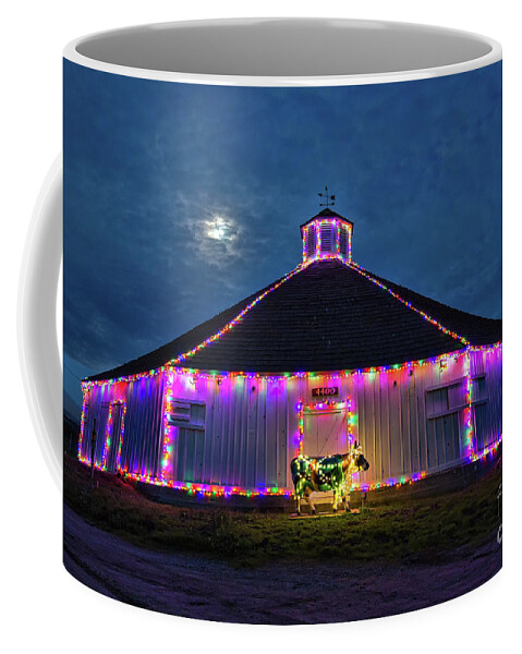 Christmas Coffee Mug featuring the photograph The Cow Is Out Of The Christmas Barn by Mimi Ditchie