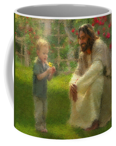 Jesus Coffee Mug featuring the painting The Dandelion by Greg Olsen