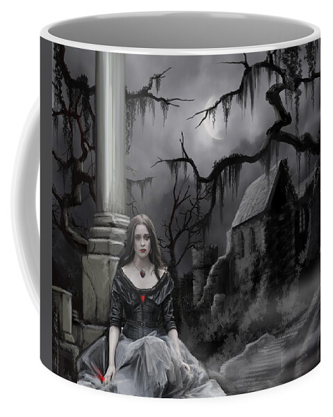 Copyright 2015 Coffee Mug featuring the painting The Dark Caster Awaits by James Hill