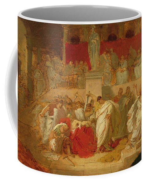 Shakespeare Coffee Mug featuring the painting The Death of Caesar by Vincenzo Camuccini