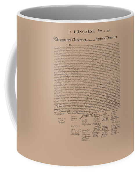 Declaration Of Independence Coffee Mug featuring the mixed media The Declaration of Independence by War Is Hell Store
