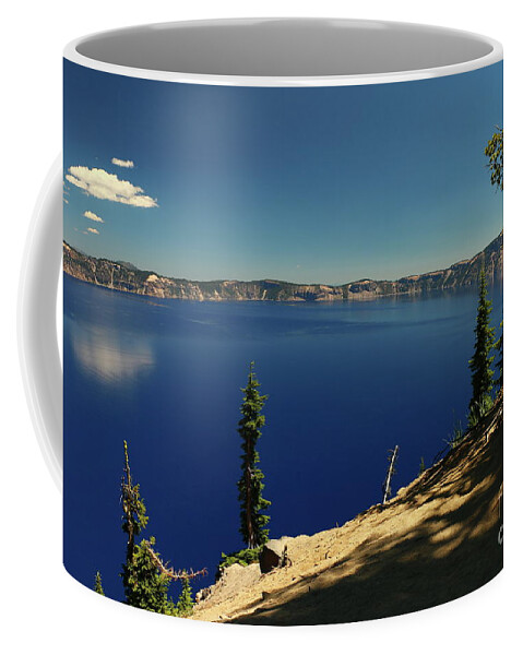 Crater Lake Coffee Mug featuring the photograph The Deep Blue Tones Of The Crater Lake by Christiane Schulze Art And Photography