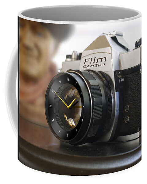 Vintage Spotmatic Coffee Mug featuring the photograph The Desk Clock by Mike McGlothlen
