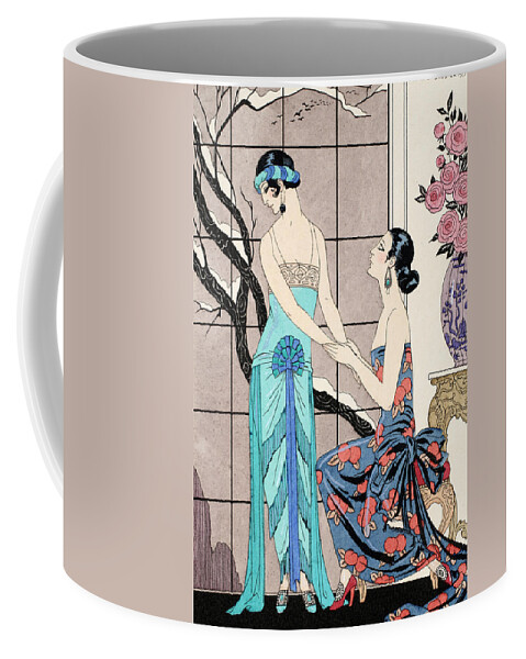 Barbier Coffee Mug featuring the drawing The Difficult Admission by Georges Barbier