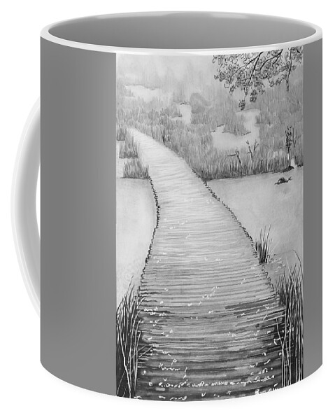 Pencil Coffee Mug featuring the drawing The Divine Path by Betsy Carlson Cross