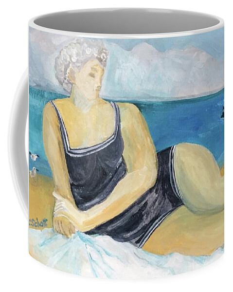 Woman Coffee Mug featuring the painting The Dolphin Queen by Christina Schott