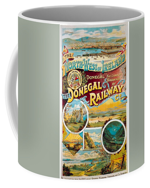 Donegal Railway Coffee Mug featuring the mixed media The Donegal Railway - North West of Ireland - Retro travel Poster - Vintage Poster by Studio Grafiikka