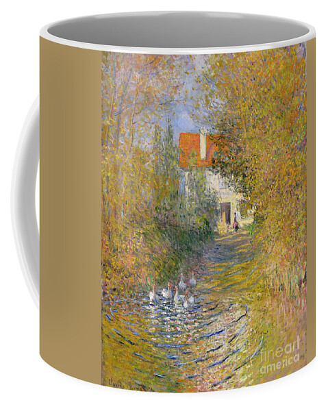 French Coffee Mug featuring the painting The Duck Pond by Claude Monet