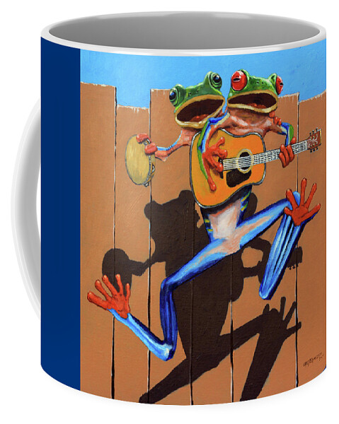 Frogs Coffee Mug featuring the painting The Duet by John Lautermilch