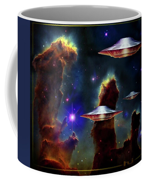 Eagle Nebula Coffee Mug featuring the digital art The Eagle Nebula by Hartmut Jager