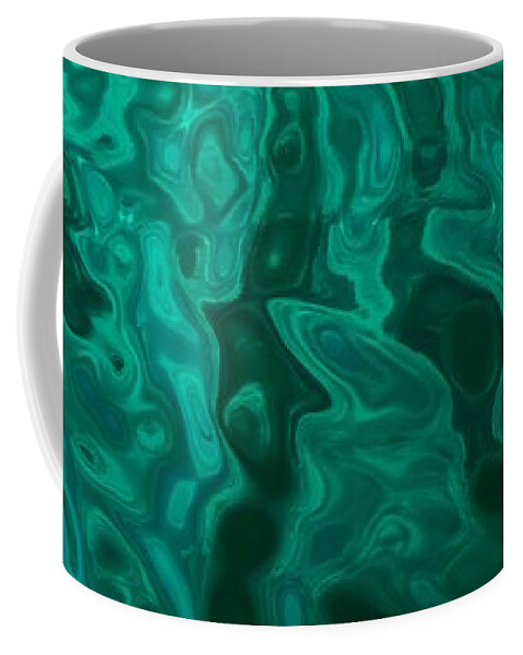 Emerald Coffee Mug featuring the digital art The Emerald Wave by Steven Robiner