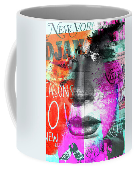 Face Coffee Mug featuring the digital art The face and N.Y. by Gabi Hampe