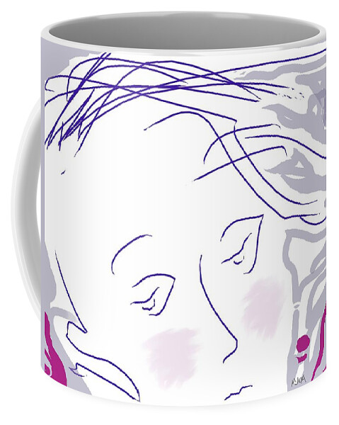 Face Coffee Mug featuring the digital art The face by Mary Armstrong