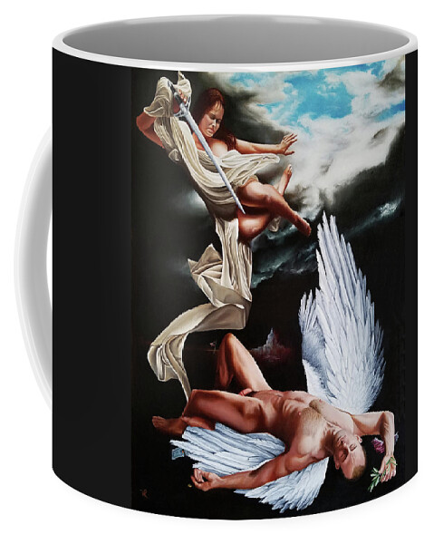 Angels Coffee Mug featuring the painting The Fallen by Vic Ritchey