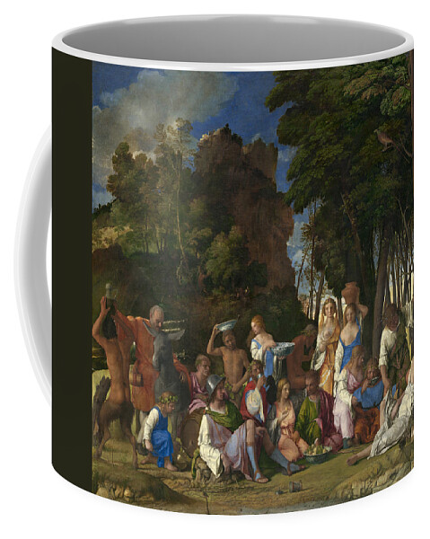 Titian Coffee Mug featuring the painting The Feast Of The Gods by Titian