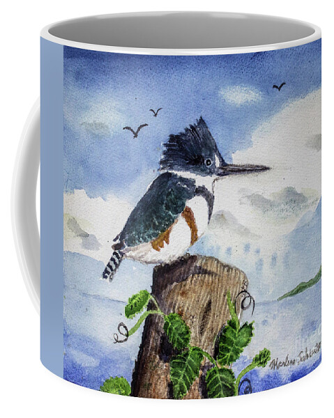 Bird Coffee Mug featuring the painting The Fisher Queen by Marlene Schwartz Massey