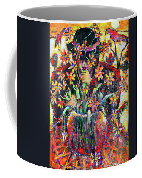 Animals Coffee Mug featuring the painting The flower arranger by Jeremy Holton