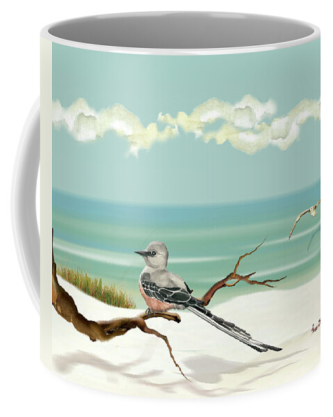 Ocean Coffee Mug featuring the painting The Flycatcher by Anne Beverley-Stamps