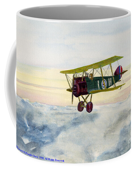 The Flying Ace Coffee Mug featuring the painting The Flying Ace - Sopwith Camel Art by Edward McNaught-Davis