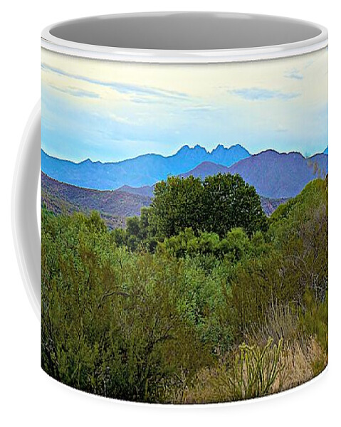 Mountains Coffee Mug featuring the photograph The Four Peaks Panorama by Barbara Zahno