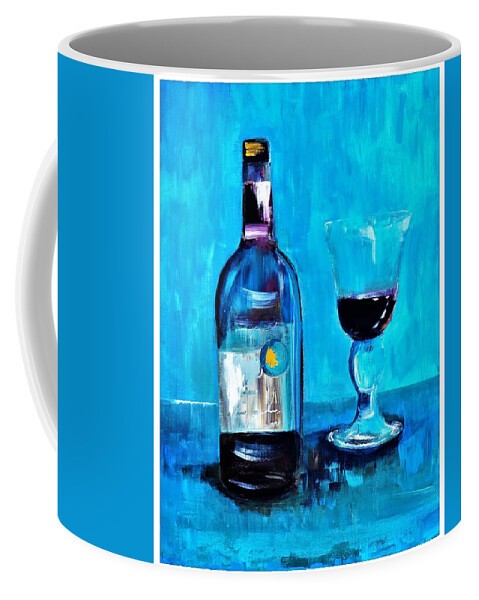 Gold Coffee Mug featuring the digital art The Gold Star Wine Painting by Lisa Kaiser