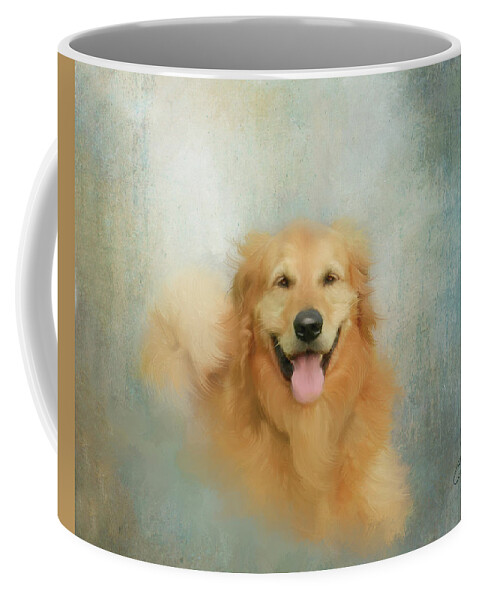 Golden Retriever Coffee Mug featuring the mixed media The Golden by Colleen Taylor