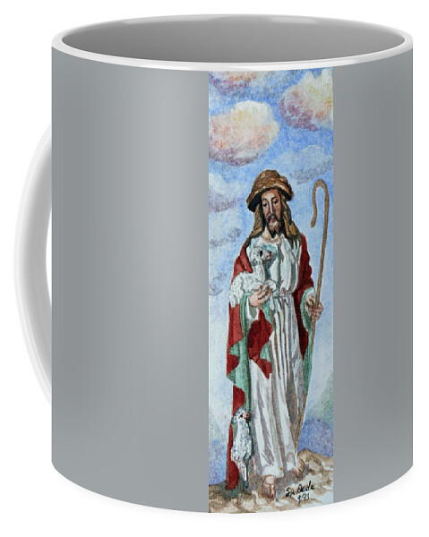 The Good Shepherd Coffee Mug featuring the painting The Good Shepherd by Susan Duda