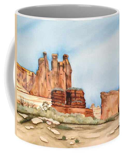 Landscape Coffee Mug featuring the painting The Gossips Watercolor by Kimberly Walker