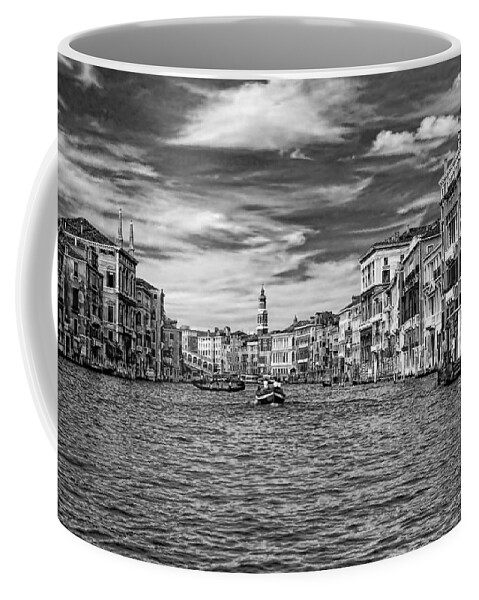 Venice Coffee Mug featuring the photograph The Grand Canal bw by Steve Harrington