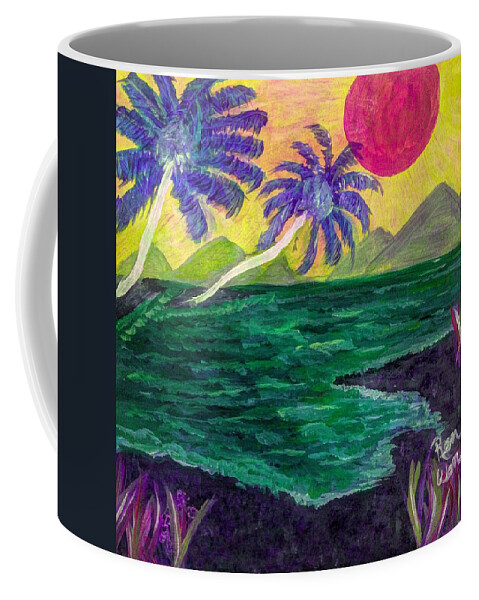 Abstract Coffee Mug featuring the painting The Green Seas of Fantasy by Renee Michelle Wenker