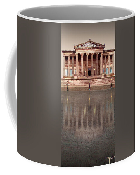 Preston Coffee Mug featuring the digital art The Harris Museum Reflection by Joe Tamassy