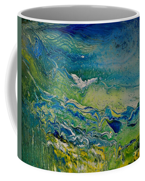 Acrylic Pour Coffee Mug featuring the painting The Heavens And The Eart by Deborah Nell