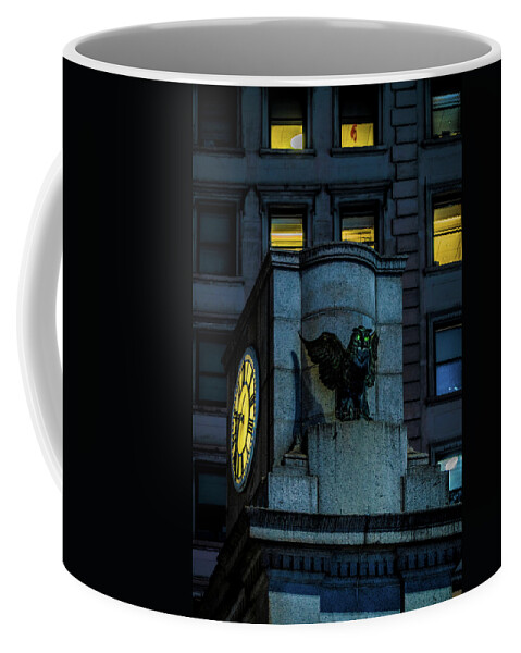 Herald Square Coffee Mug featuring the photograph The Herald Square Owl by Chris Lord