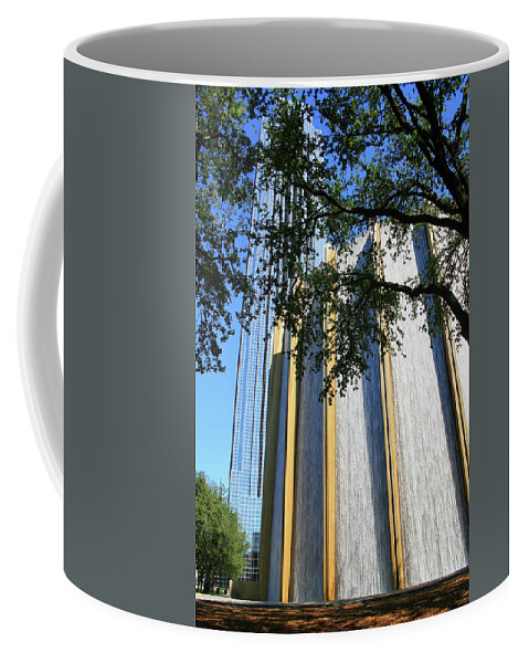 Houston Coffee Mug featuring the photograph The Houston Water Wall and Williams Tower by Angela Rath