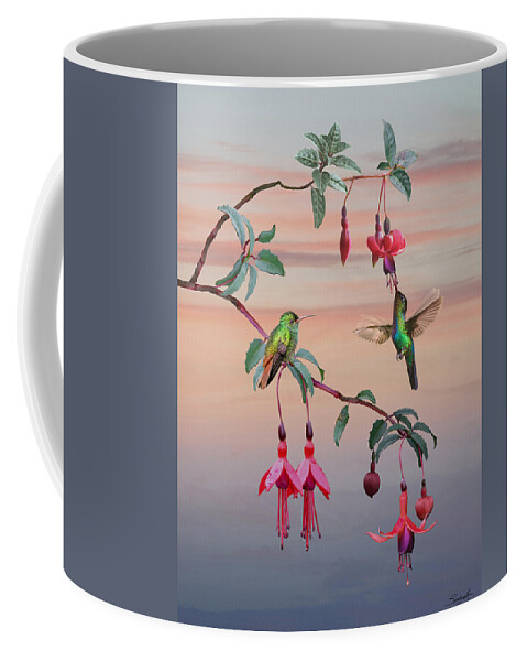 Flowers Coffee Mug featuring the digital art The Hummingbird Fuchsia by M Spadecaller