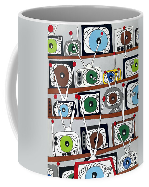 Tv Coffee Mug featuring the painting The Hungry Eye by Rojax Art