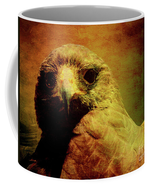 Red Tail Hawk Coffee Mug featuring the photograph The Hunter . Portrait of a Hawk . Texture . 40D7877 by Wingsdomain Art and Photography