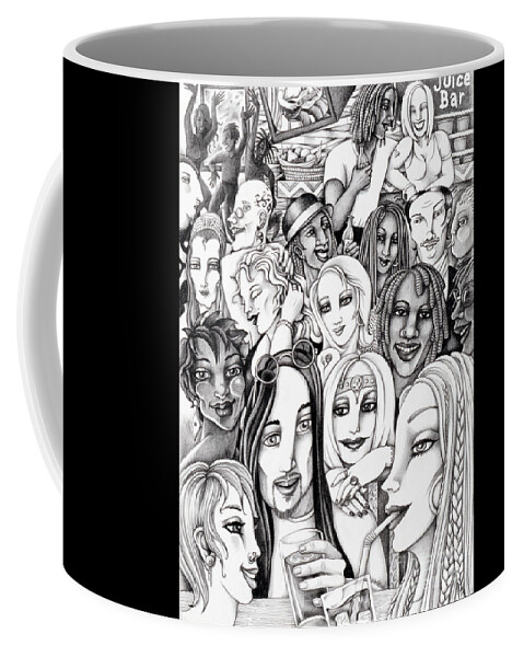 Party Coffee Mug featuring the drawing The IN Crowd by Valerie White