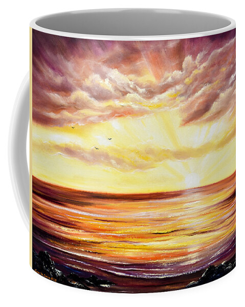 Sunset Coffee Mug featuring the painting The Incredible Journey by Gina De Gorna