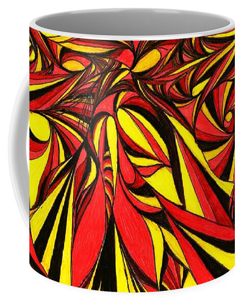 Abstract Coffee Mug featuring the drawing The Iron Lion by Robert Nickologianis