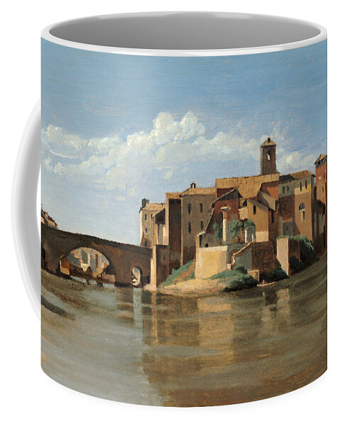 Art Coffee Mug featuring the painting The Island And Bridge Of San Bartolomeo by Jean Baptiste Camille Corot
