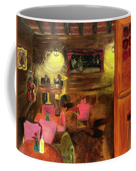 Musicians Coffee Mug featuring the painting The Jazz Club by Anitra Handey-Boyt