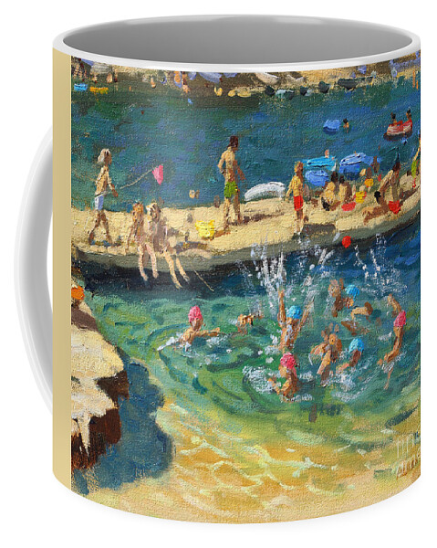 Beach Coffee Mug featuring the painting The Jetty, Rovinj, Croatia by Andrew Macara