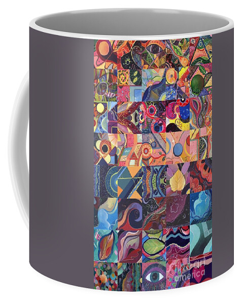 Abstract Coffee Mug featuring the painting The Joy of Design First 40 Variation 1 by Helena Tiainen