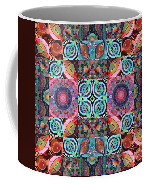 Abstract Art Coffee Mug featuring the painting The Joy of Design Mandala Series Puzzle 7 Arrangement 1 by Helena Tiainen