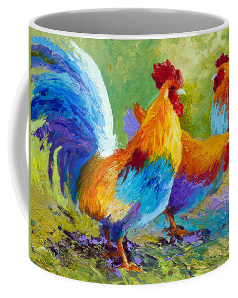 Rooster Coffee Mug featuring the painting The Keeper by Marion Rose